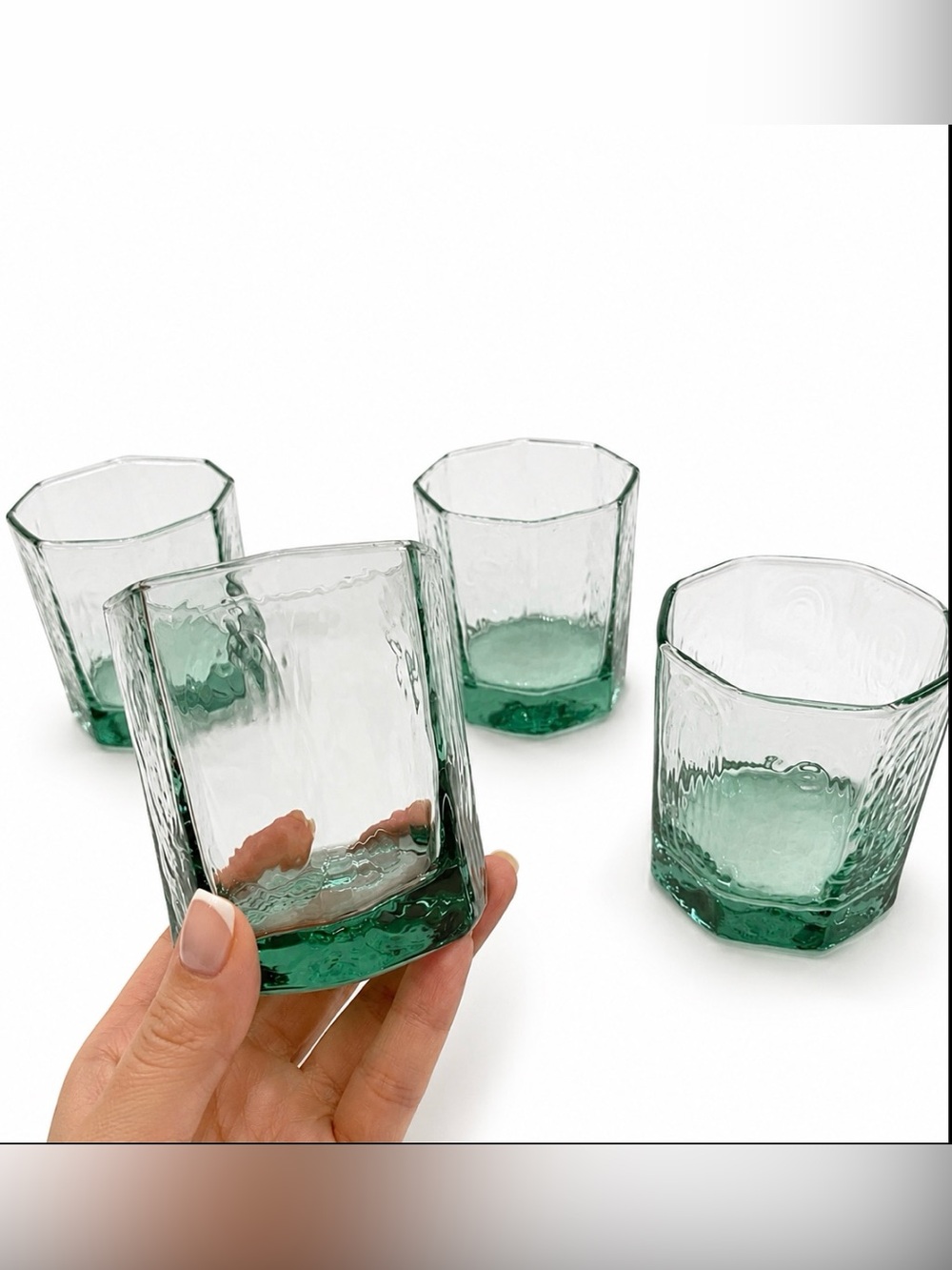 Libbey Glass Old Fashioned Facets Green Set of 4